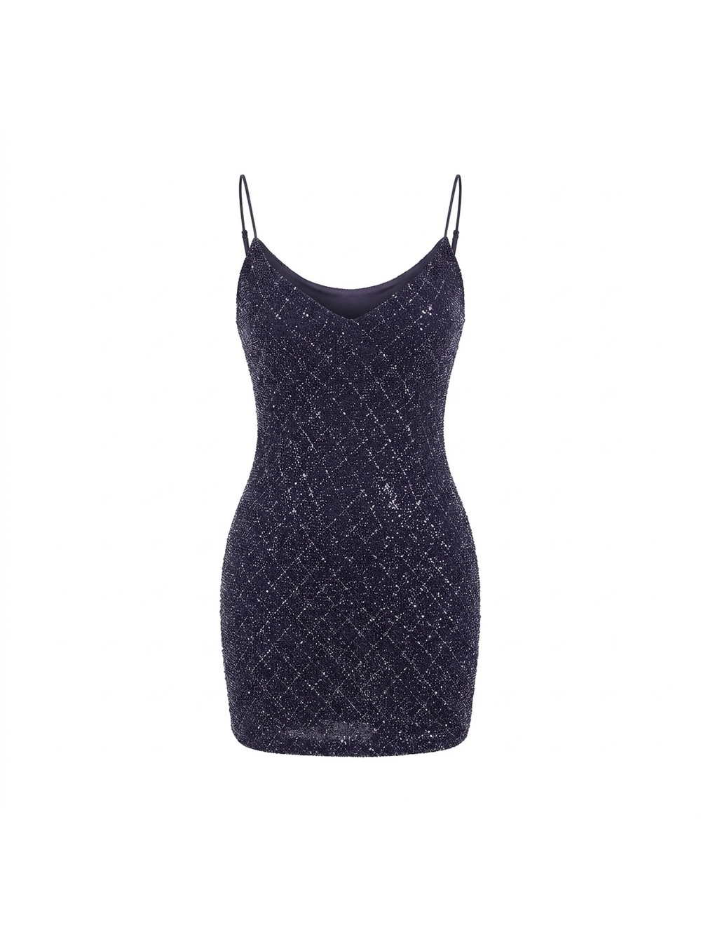 B Smart Navy glitter spaghetti strap bodycon mini dress